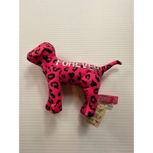 Victorias Secret PINK Dog Plush Hot Pink Leopard Forever Silver Logo 10825671